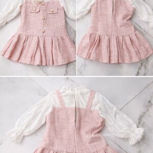 Pink and White Dress with Ruffled Skirt